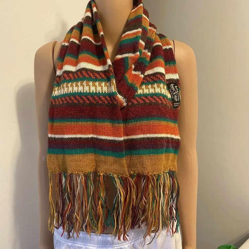 American South Side Alpaca Wool Modern Cozy Colorful Scarf Wrap Luxury Boho 72x7